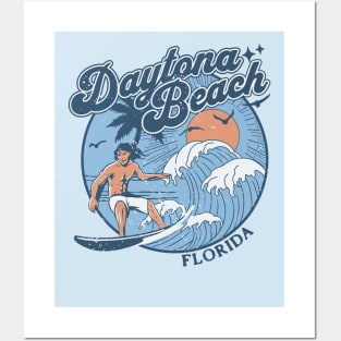 1970s Vintage Surfing Daytona Beach, Florida Retro Sunset // Old School Surfer // Surf Florida Posters and Art